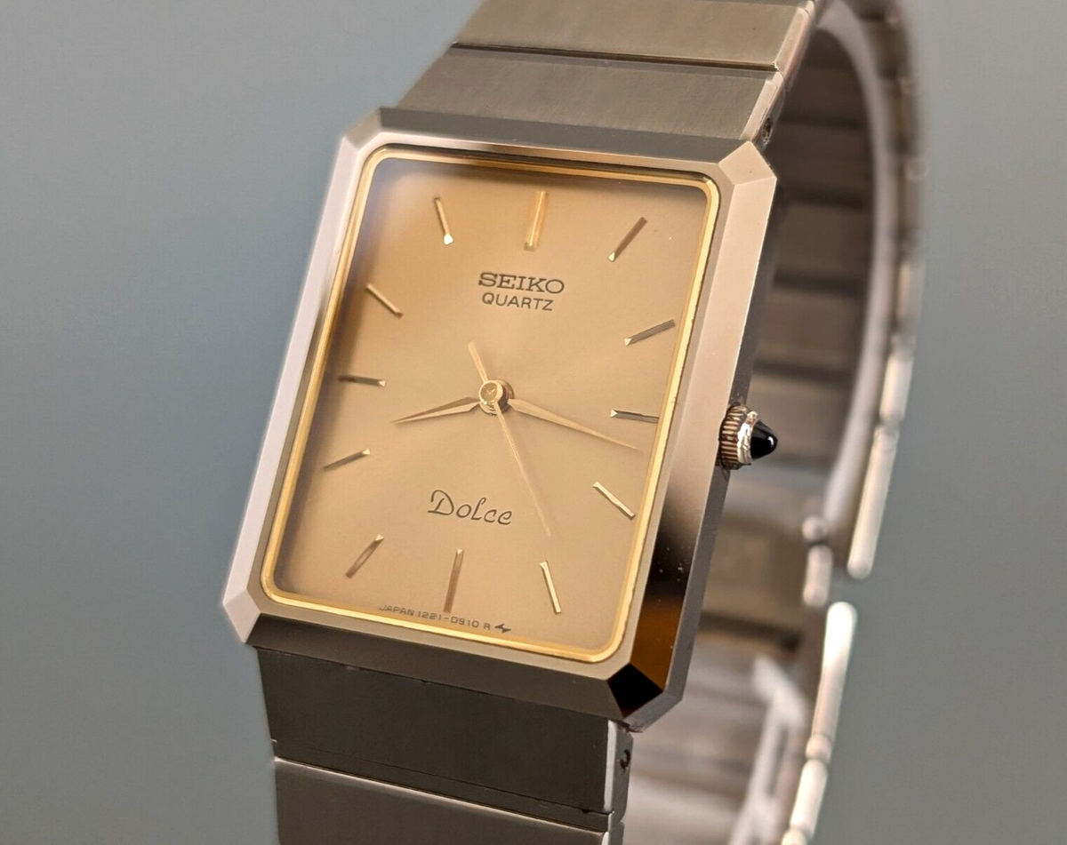 N Mint] Seiko Dolce 1221-5640 Gold Tank shape Men's Quartz