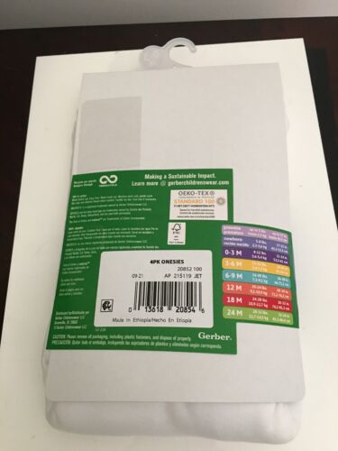 BRAND NEW BABY BOYS OR GIRL'S SIZE 0-3 MONTH 4 PACK GERBER SHORT SLEEVE ONESIES - Picture 5 of 7