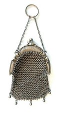 Rare Vintage Stamped Sterling 380 Mesh Chatelaine Style Change Purse 5 x 2.25