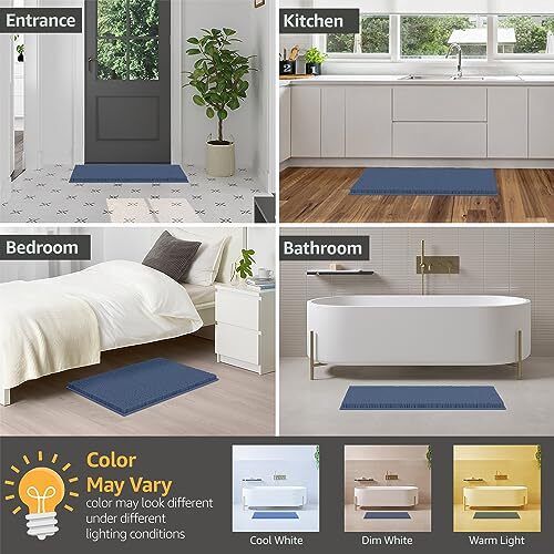 Bath Mat-Extra-Soft Plush Bath Shower Bathroom Rug, 24'' x 17'' Medium Blue - Picture 6 of 8
