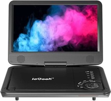 ieGeek 12.5" Portable DVD Player HD Swivel Screen Region Free Rechargeable Black