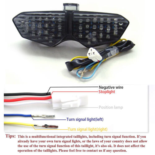 ABS LED Smoke Brake Turn Signal Tail Light For Yamaha YZF R6 YZF-R6 2003-2005 04 - Picture 4 of 6