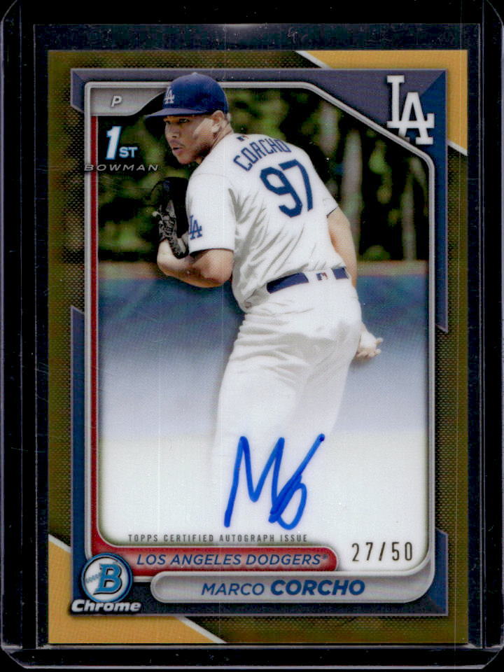 2024 Bowman Chrome Marco Corcho Prospect Auto Gold Refractor 1st #27/50