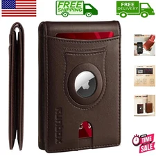 Gift-Ready Slim Leather AirTag Wallet for Men - RFID Protection & Classy Design