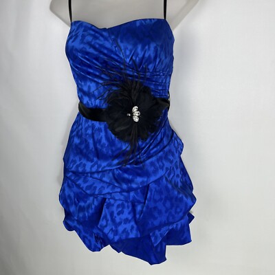 Y2K Blue Semiformal Homecoming Dress Feathers Rhinestone Size11 City  Triangles