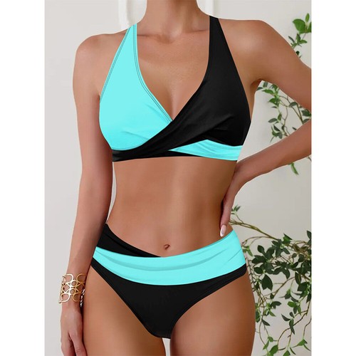 New Stunning Pink block colour High-Waisted Bikini set Flattering - Size 6-16 - Picture 18 of 38