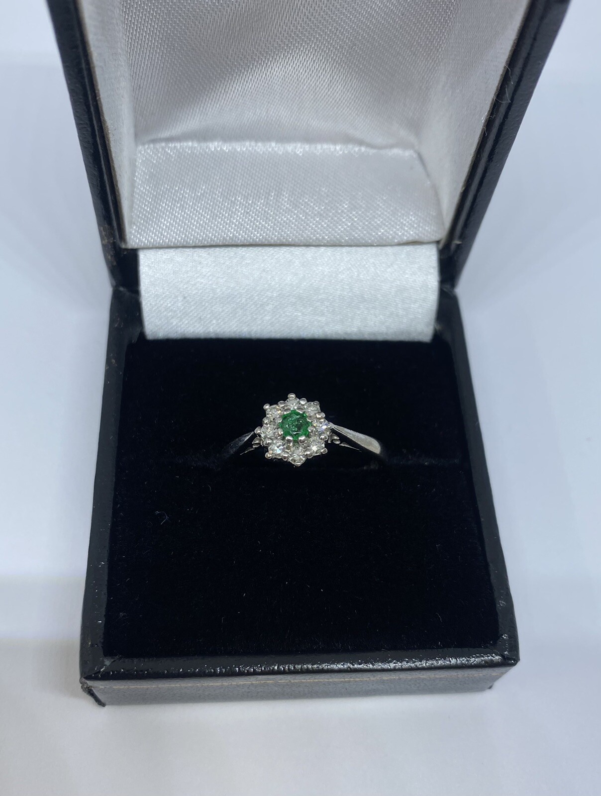 Emerald and Diamond Cluster Ring