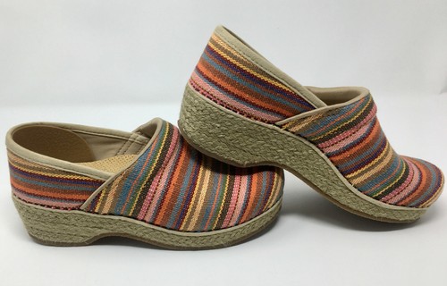 Vegan DANSKO Pro Woven Fanric Linen Jute Striped Clogs Shoes SZ 38 US 7.5-8 - Picture 3 of 6