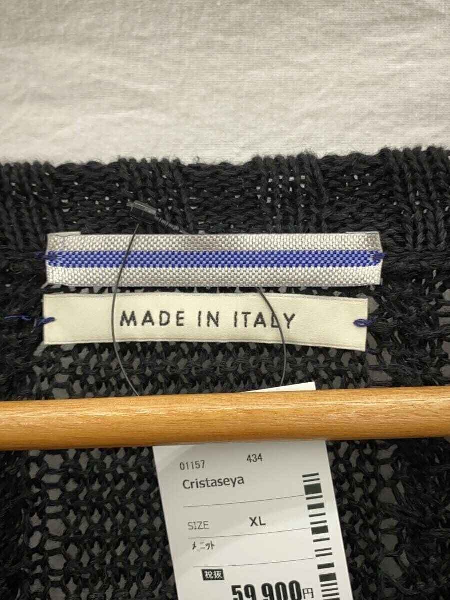 Cristaseya knit sweater (thick XL linen Black plain cable