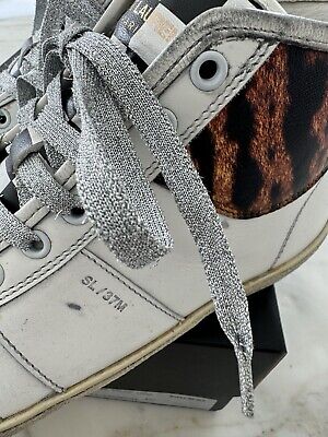 Saint Laurent Sneakers White High Top Checkerboard Leopard Saint Laurent Sneakers White High Top Checkerboard Leopard