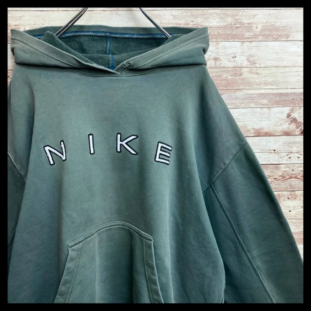 Japan Used Fashion 90S Nike Embroidery Center Logo Earth Color Size Green Hood