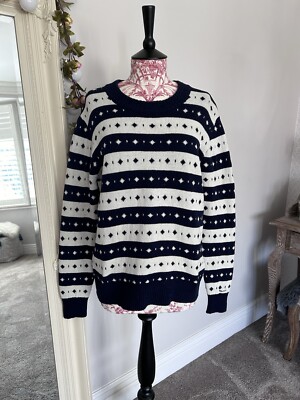 GANT Women's Navy White Lambswool Fair Isle Aztec Christmas - Main Image