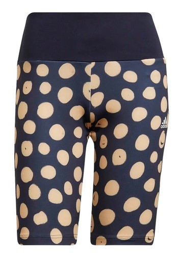 Adidas Farm Print High Rise Women's Medium Bike Shorts Legend Ink Almost Lime