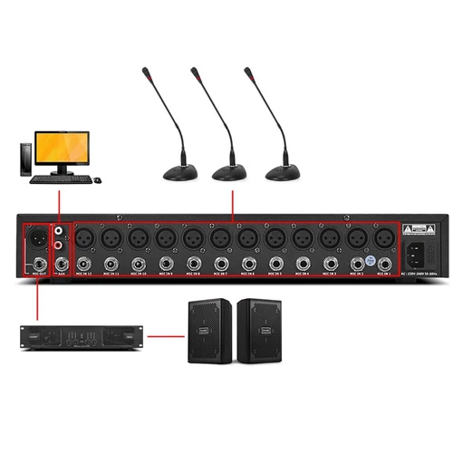 12 Intput 48V Phantom Power Audio Microphone Hub For XLR 6.35mm Table Conference - Picture 6 of 14