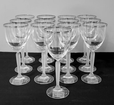 13 Lenox Federal Platinum Wine Goblets / Glasses Frosted Stem - 13 Never Used