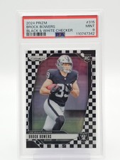 BROCK BOWERS 2024 PRIZM BLACK & WHITE CHECKER SP ROOKIE RAIDERS #315 PSA 9 Q0004