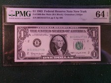 1963 $1 Federal Reserve Note, Fr #1900-Bm MULE PMG 64 EPQ CU
