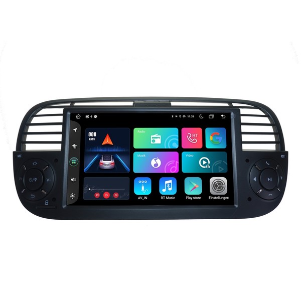 "FüR Fiat 500 (Schwarz) 7\" Touchscreen Android Autoradio GPS Navigation Carplay"-image