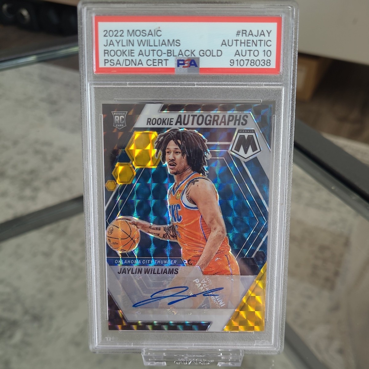 2022-23 Jaylin Williams RC Auto /8 Black Gold Mosaic Rookie