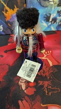 Hobby Lobby Wooden Nutcracker Soldier Holding Sword Christmas Decor 4.5"