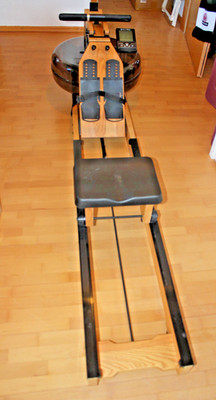 SportPlus SP-WR-1800 Wasser Rudergerät aus Natur-Massivholz Rudermaschine