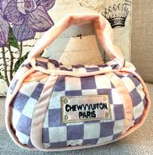 New Chewy Vuiton Fabric Chubby Purse Dog Toy—7”