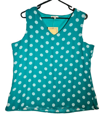 BNWT Womens Sz 14 Noni B Sleeveless Peacock Overlay Spot Top RRP $89.99