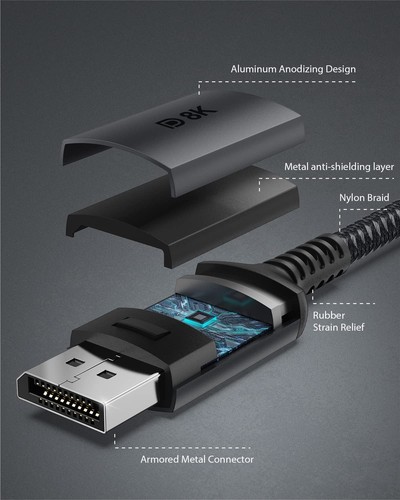 Stouchi USB C DisplayPort 1.4 Cable 8K@60Hz 4K@144Hz/120Hz 5K@60Hz 2K@240Hz - Picture 11 of 24