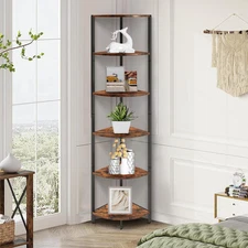 6 Tier Corner Shelf Industrial 63.1"Tall Ladder Storage with Adjustable Feet