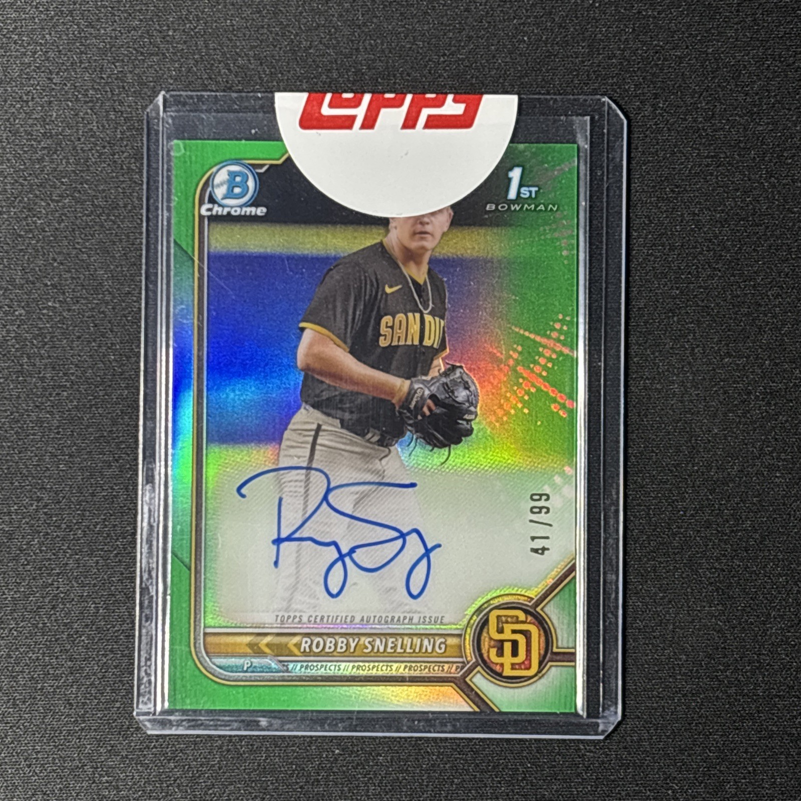 2022 Bowman Chrome 1st Robby Snelling Auto /99 Green Refractor CDA-RS`