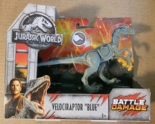 JURASSIC WORLD Park BATTLE DAMAGE Velociraptor Blue New Damaged Box