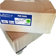 Alliance POS Rolls 3  1/8x230’ 48 Gm Thermal POS Rolls  50 Count BPA & BPS Free