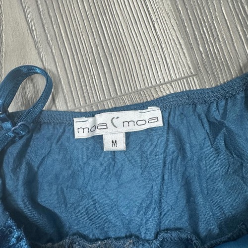 Moa Moa Y2K Blue & Gray Mixed Media Fairy Cami Top - Sequins, Velour, Lace - Picture 3 of 6
