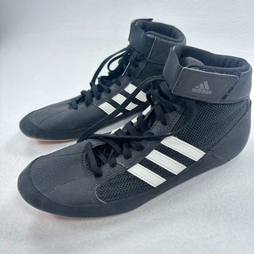 Adidas Zapatos de Lucha Para Hombres Talla 8 HVC Negro Blanco Gamuza Parte Superior Alta AQ3325 - Imagen 2 de 9