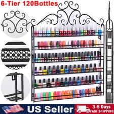 6 TIER Metal Nail Polish Racks Organizer Shelf Black for Home Salon Business Spa