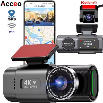 Ultra HD 4K Dual Dash Cam Front Rear WiFi GPS Night Vision Car Recorder System