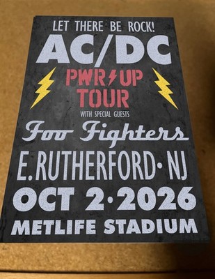 AC/DC October 2026 PWR UP Tour Foo Fighters E. Rutherford Promo Cardstock Poster