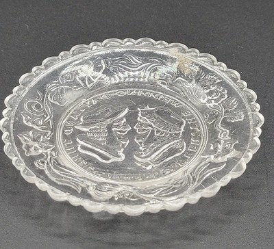 Vintage Westmoreland Glass Cup Plate ''The Wedding Day & Three Weeks After''