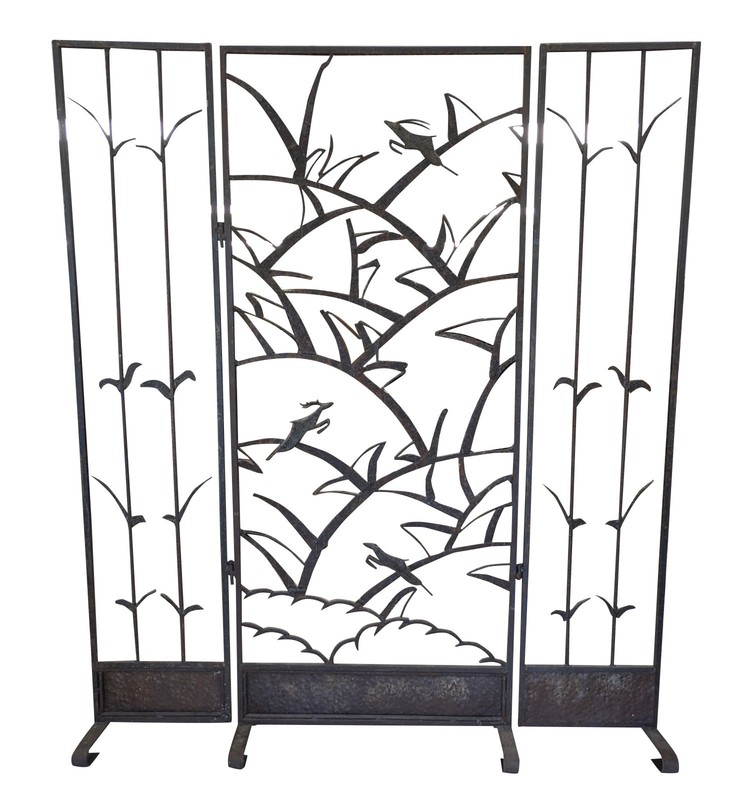 Hand-Forged Iron Three-Panel Divider/Floor Screen, 87″H x 74.5″W, PA6946JE
