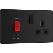 BG 45A DP Cooker Control Switch Socket LED Matt Black Kitchen Appliance Unit