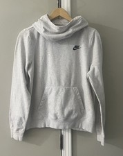 Nike Women's Light Gray Funnel Neck Pullover Hoodie, Medium