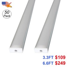 Led Aluminum Channel Diffuser System 3.3FT With Milky Cover For Led Strip Light