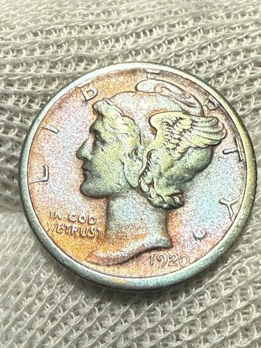 1920-S Mercury Dime, Choice AU+ Better Date San Francisco Issue Toned