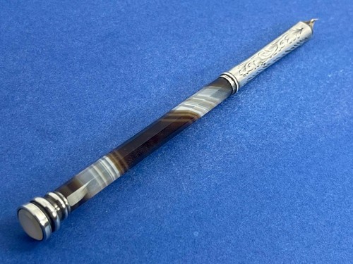 BUENA PLUMA ANTIGUA VICTORIANA PLATA MACIZA ESCOCESA SELLO EXTREMO INMERSIÓN - Imagen 6 de 14