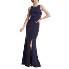 JS Collections Blue Evening Gown Sleeveless Thigh Slit Long Mermaid Dress Size 4