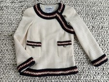 CHANEL VINTAGE TWEED ECRU TUNIC BRAIDED TRIM FR34/ US2