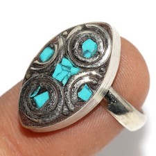 Tibetan Turquoise Nepali Tribal Ring Us FreeSize Aesthetic Jewellery JW