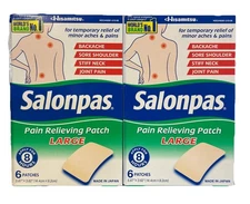 2 - Salonpas Large Pain Relieving Patches 6 Count Each (12 Total) Exp 12/2027
