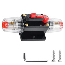 30 Amp Circuit Breaker Manual Reset Inline Fuse, 12V-48V DC for Car Audio Marine