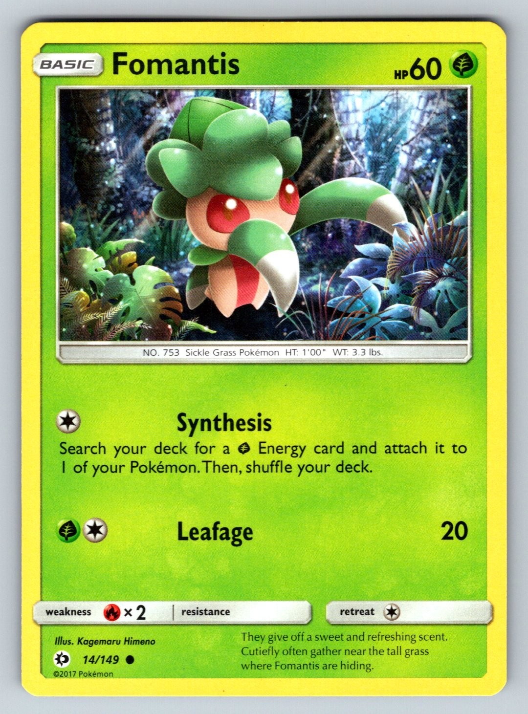 Pokémon Fomantis 14/149 Sun & Moon Base Set Common EN